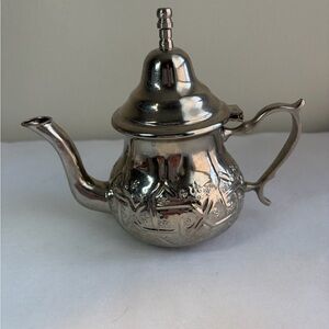 Moroccan Small Tea Pot Handmade Serving Small Brass Silver Plated Morocco